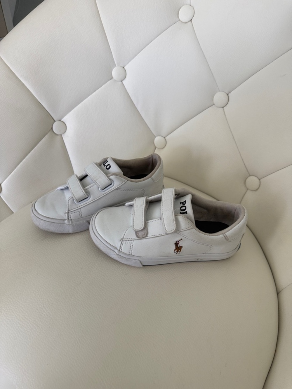 Polo Ralph Lauren Hook & Loop Toddler Boys Easten II EZ White Blue Sneaker 10T - Picture 10 of 11